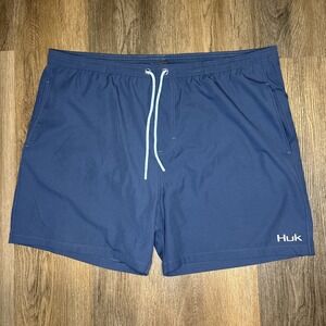 Huk Pursuit Volley Swim Shorts Men's Size XXLarge 2XL Dark Blue Fishing Outdoor‎